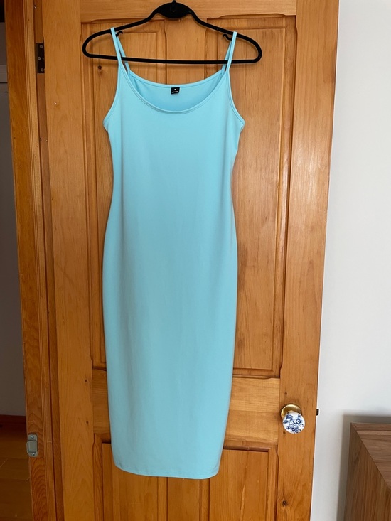 Dresses & Skirts - M -L  Alluring Slim Slip Midi Dress in Blue Sky